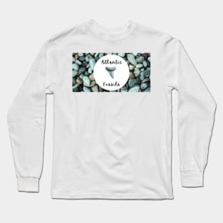 River Rocks Nautical Light Blue Atlantic Fossils Shark Tooth Print Long Sleeve T-Shirt